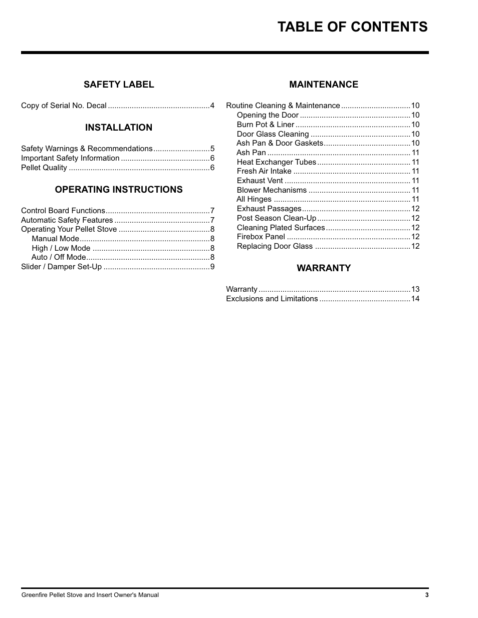 FMI PELLET STOVE GF55 User Manual | Page 3 / 16