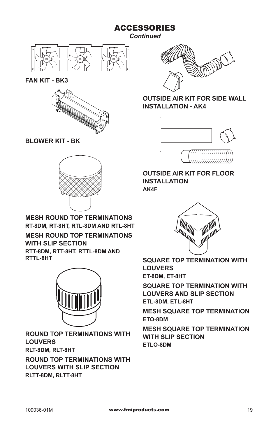 Accessories | FMI (V)B42LI User Manual | Page 19 / 20