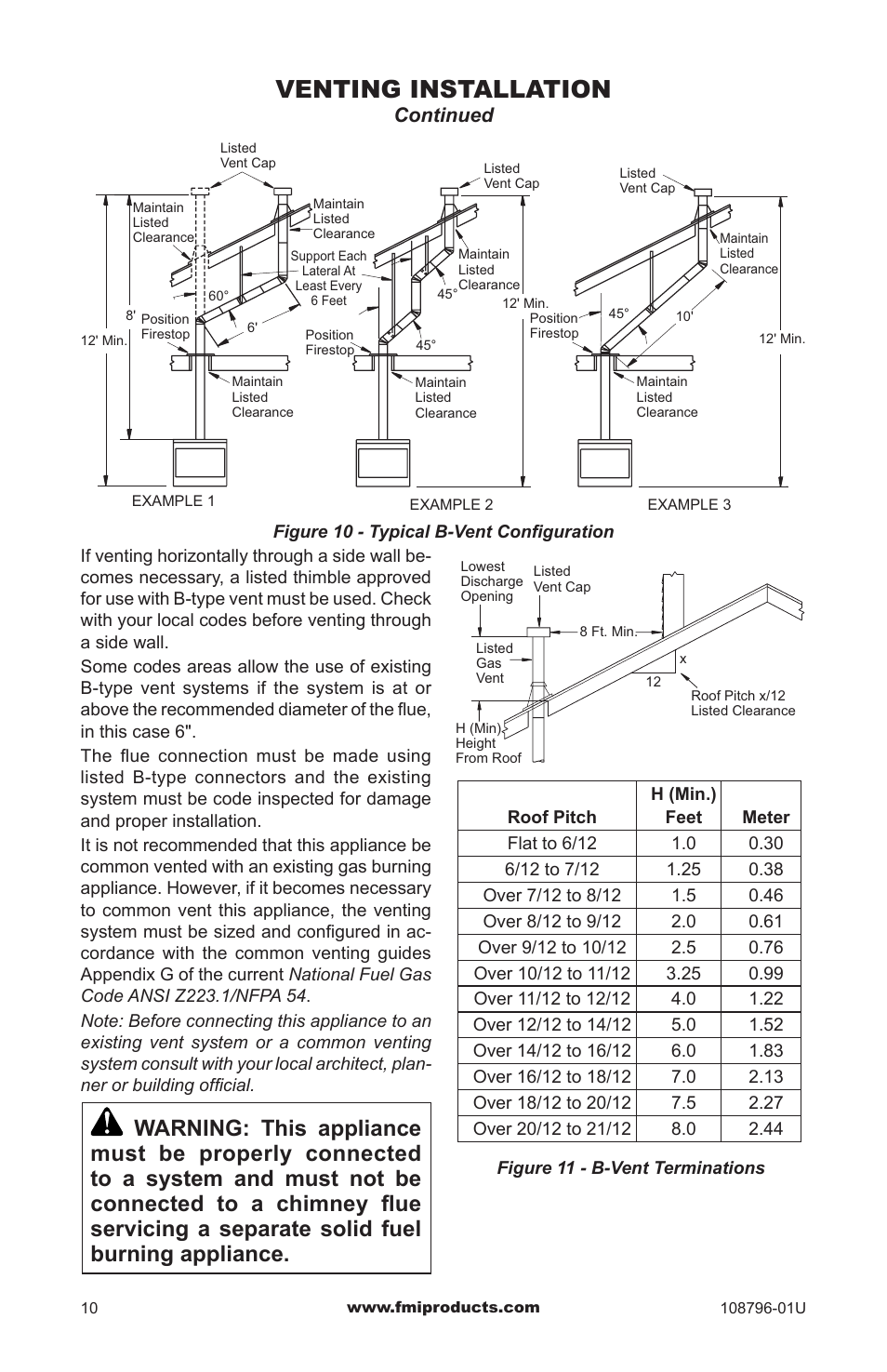 Venting installation, Continued | FMI VM36E(B User Manual | Page 10 / 32