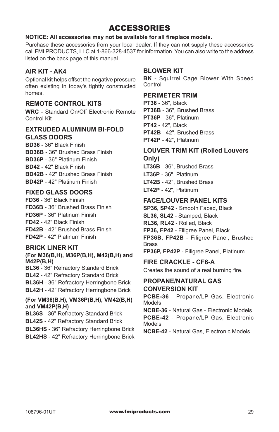 Accessories | FMI VM36E(B User Manual | Page 29 / 32