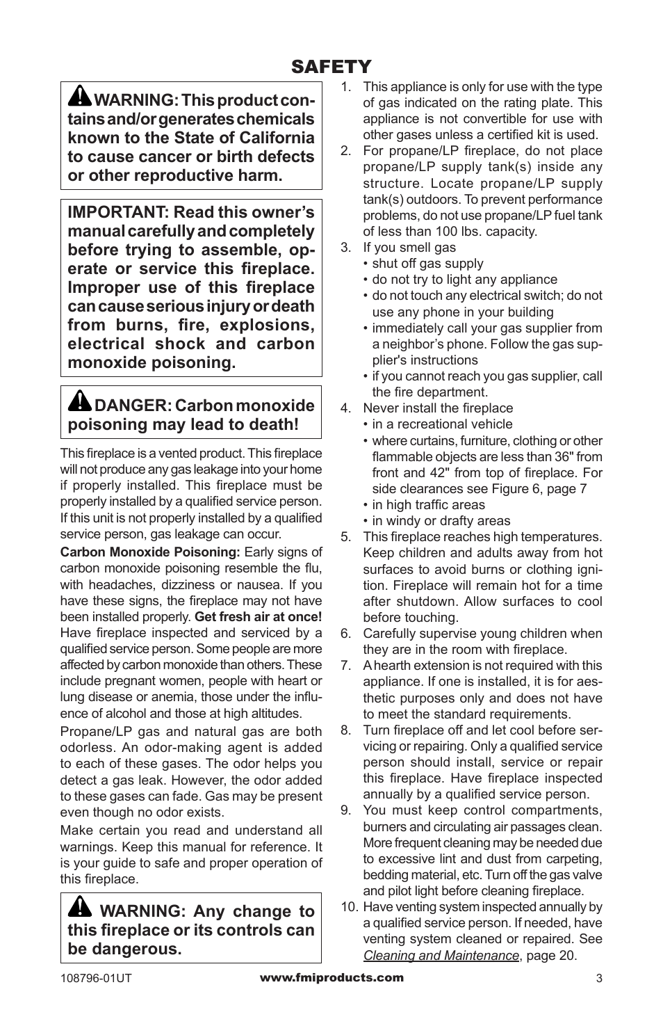 Safety | FMI VM36E(B User Manual | Page 3 / 32