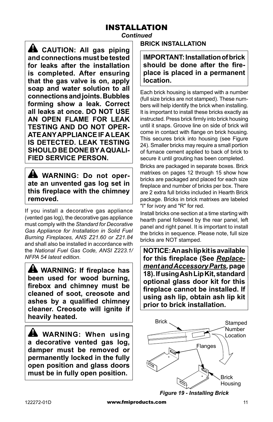 Installation | FMI F48H(I)(R) User Manual | Page 11 / 20