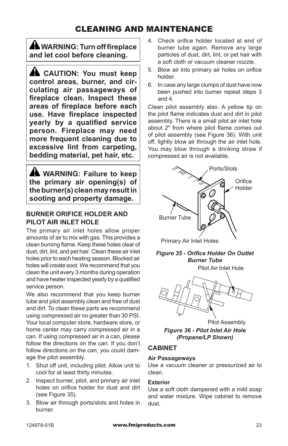 Cleaning and maintenance | FMI COMFORT FLAME CGCFTNA User Manual | Page 23 / 32