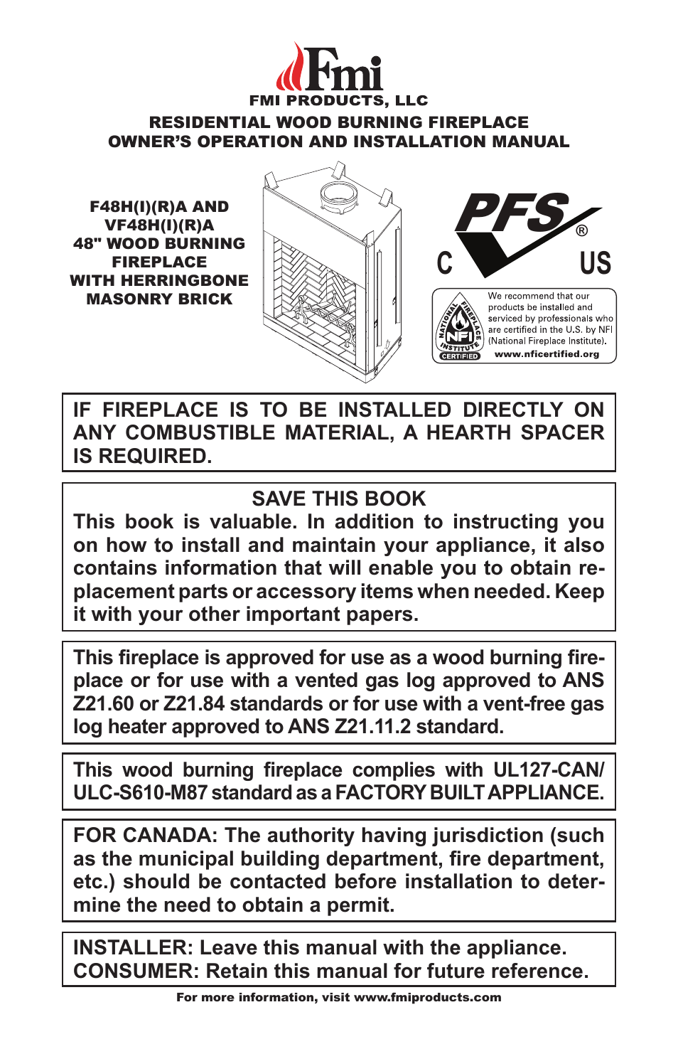 FMI VF48H(I)(R)A User Manual | 20 pages