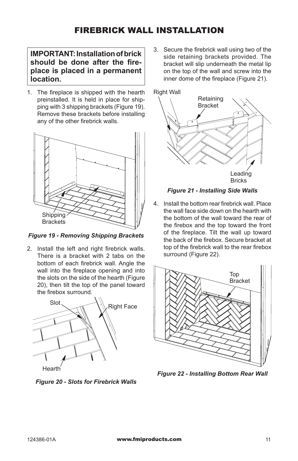 Firebrick wall installation | FMI VF48H(I)(R)A User Manual | Page 11 / 20