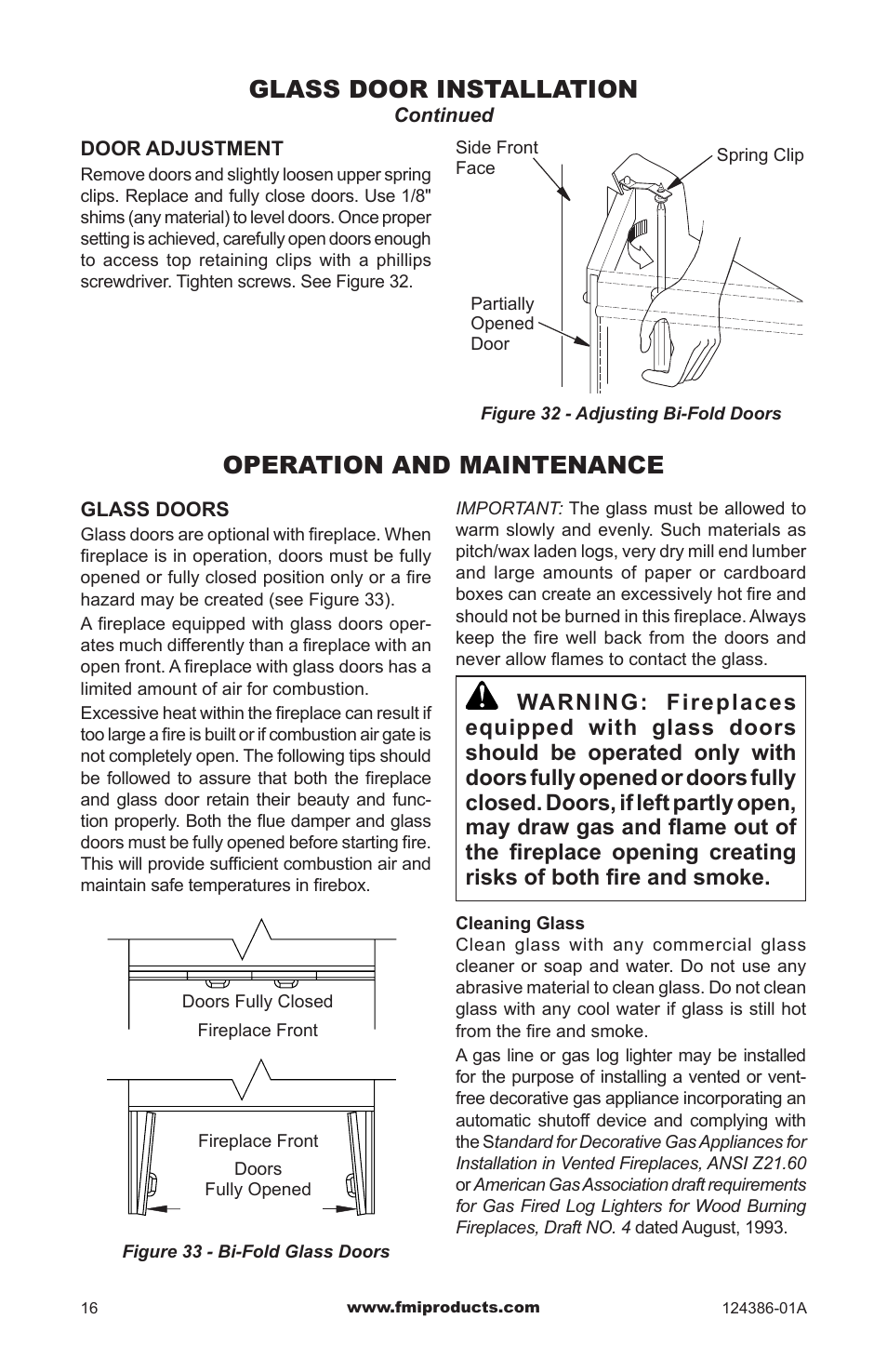 Glass door installation, Operation and maintenance | FMI VF48H(I)(R)A User Manual | Page 16 / 20