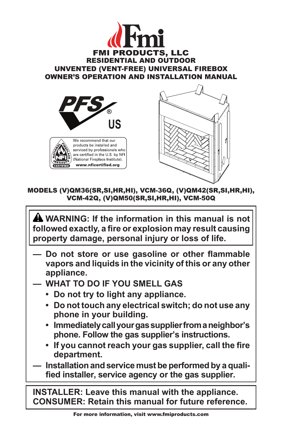 FMI VCM-36Q User Manual | 36 pages