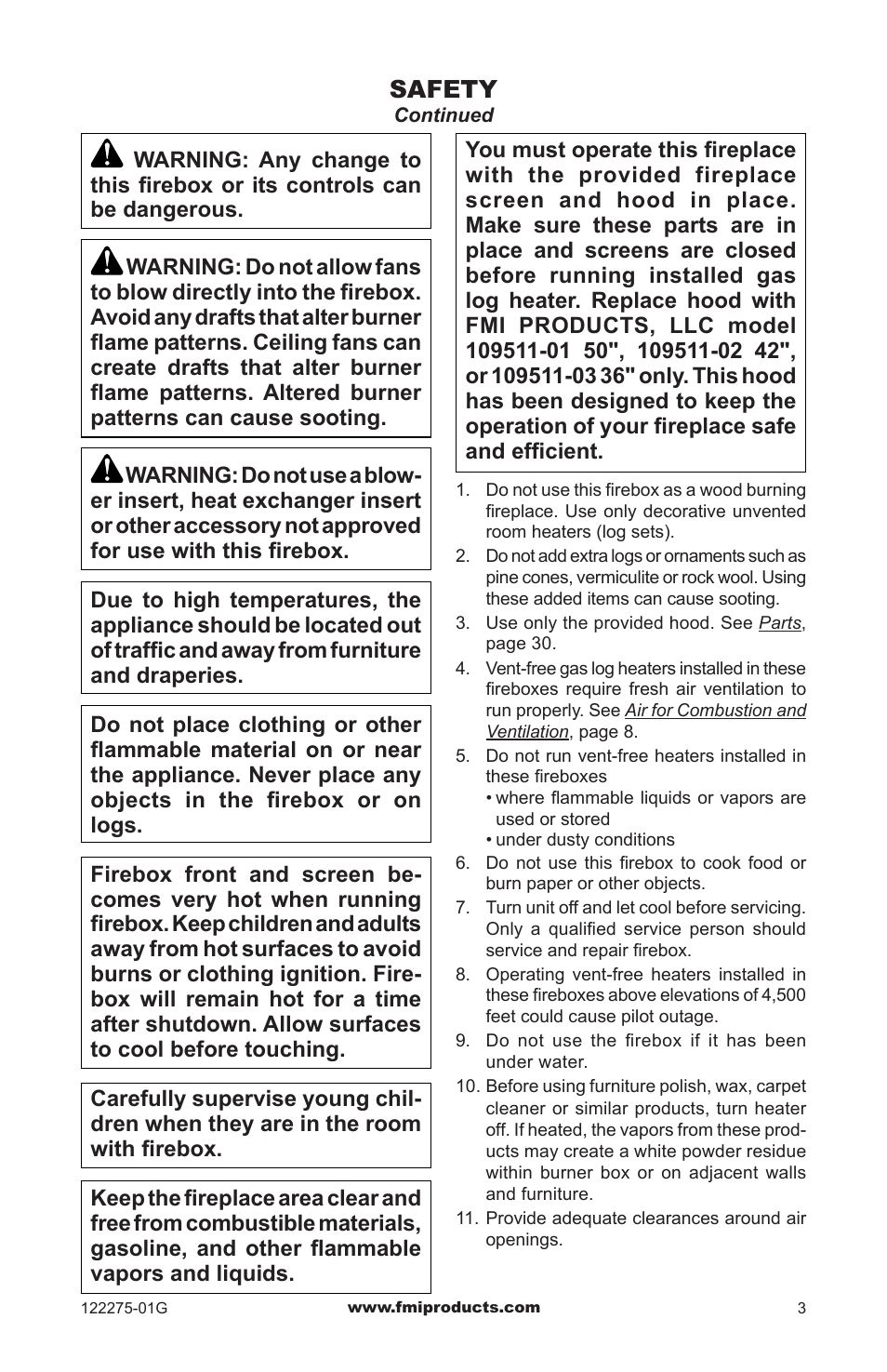 Safety | FMI VCM-36Q User Manual | Page 3 / 36