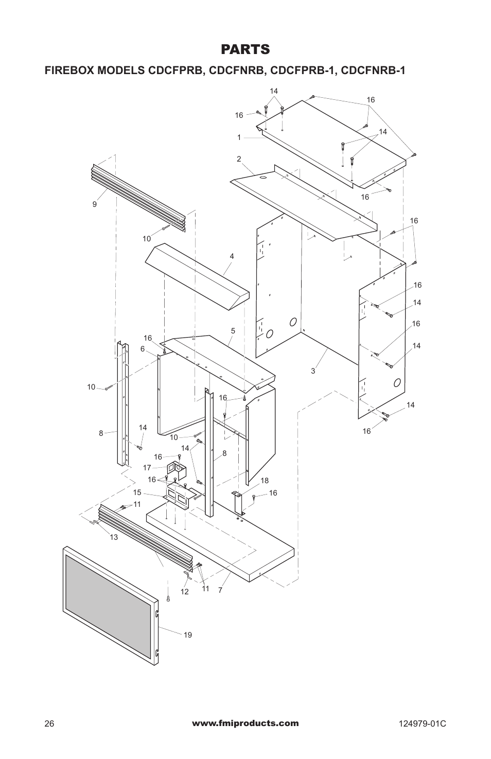 Parts | FMI COMFORT FLAME CDCFPRB User Manual | Page 26 / 32