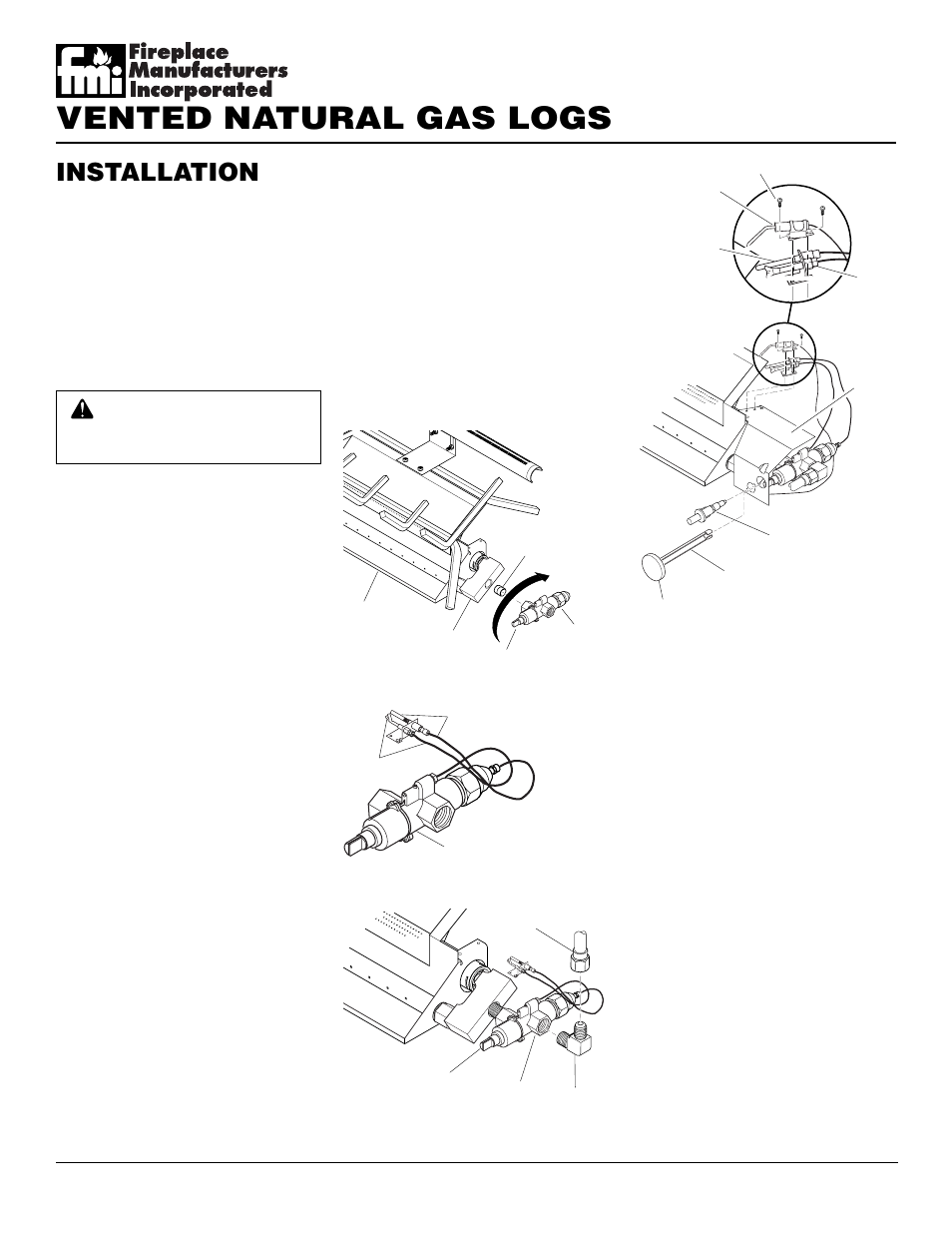 Vented natural gas logs, Installation, Continued | FMI FVTR24 User Manual | Page 10 / 24