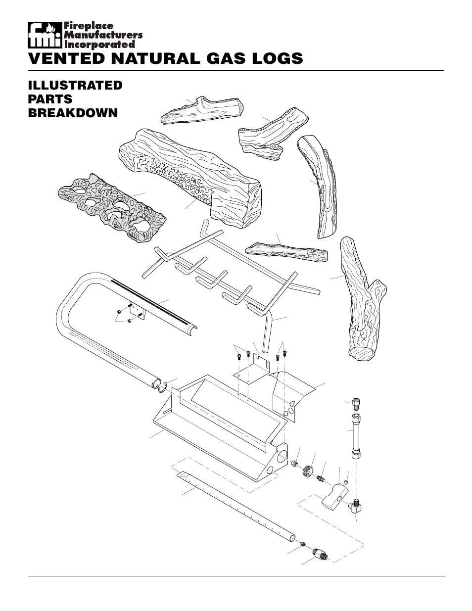 Vented natural gas logs, Illustrated parts breakdown, Fvtr24 | FMI FVTR24 User Manual | Page 20 / 24