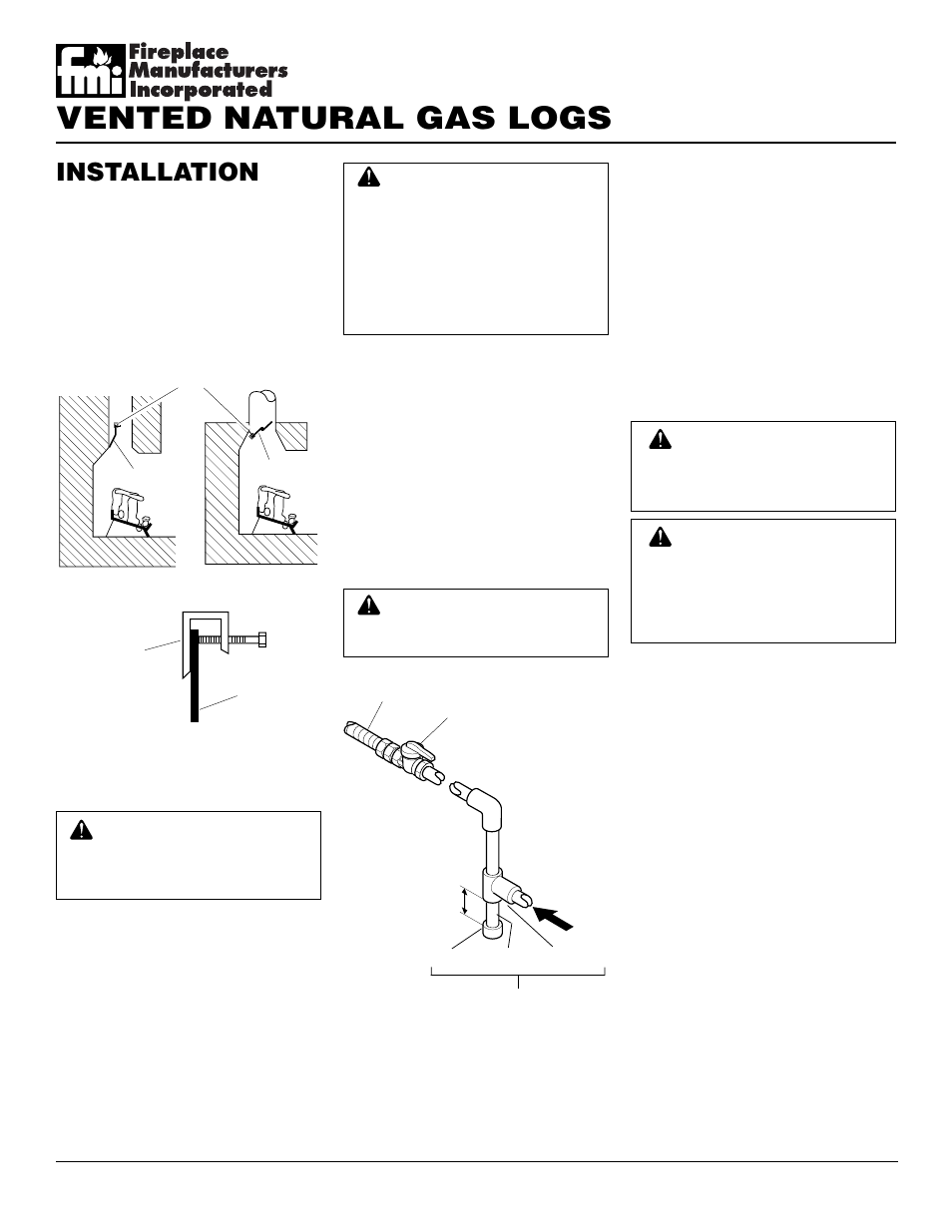Vented natural gas logs, Installation, Continued | FMI FVTR24 User Manual | Page 8 / 24