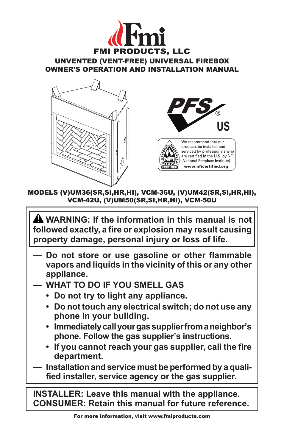 FMI VCM-42U User Manual | 36 pages
