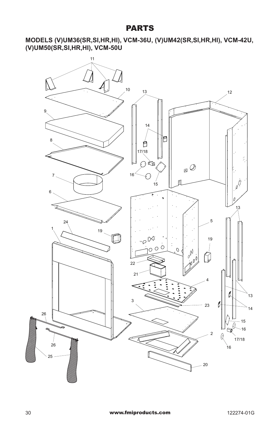 Parts | FMI VCM-42U User Manual | Page 30 / 36