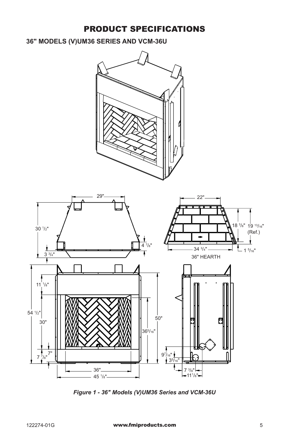 Product specifications | FMI VCM-42U User Manual | Page 5 / 36