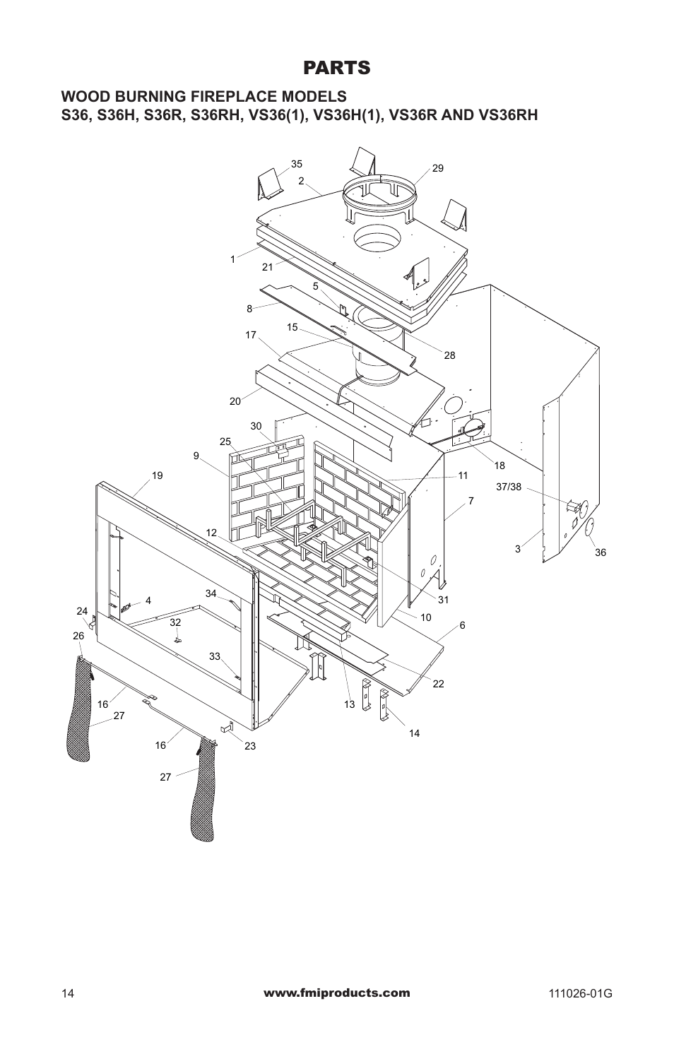 Parts | FMI (V)S36 User Manual | Page 14 / 20