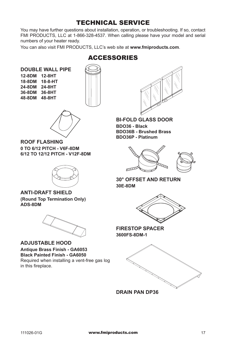 Technical service, Accessories | FMI (V)S36 User Manual | Page 17 / 20