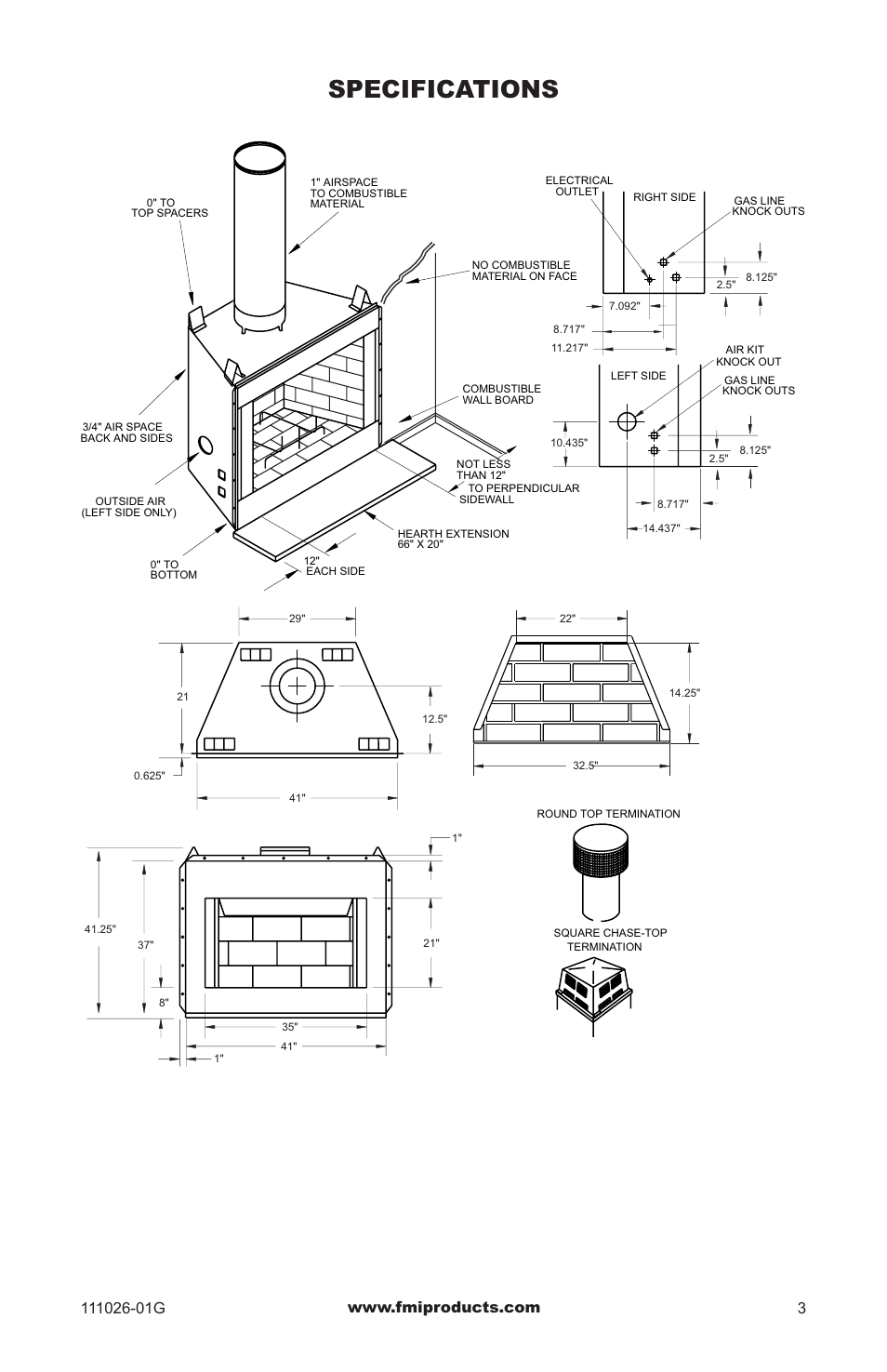 Specifications | FMI (V)S36 User Manual | Page 3 / 20