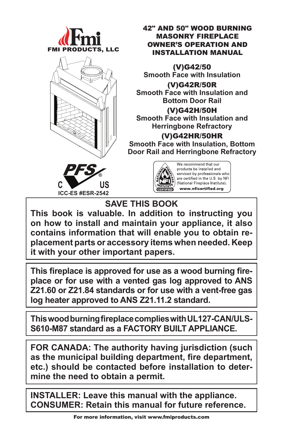 FMI (V)G42H/50H User Manual | 16 pages