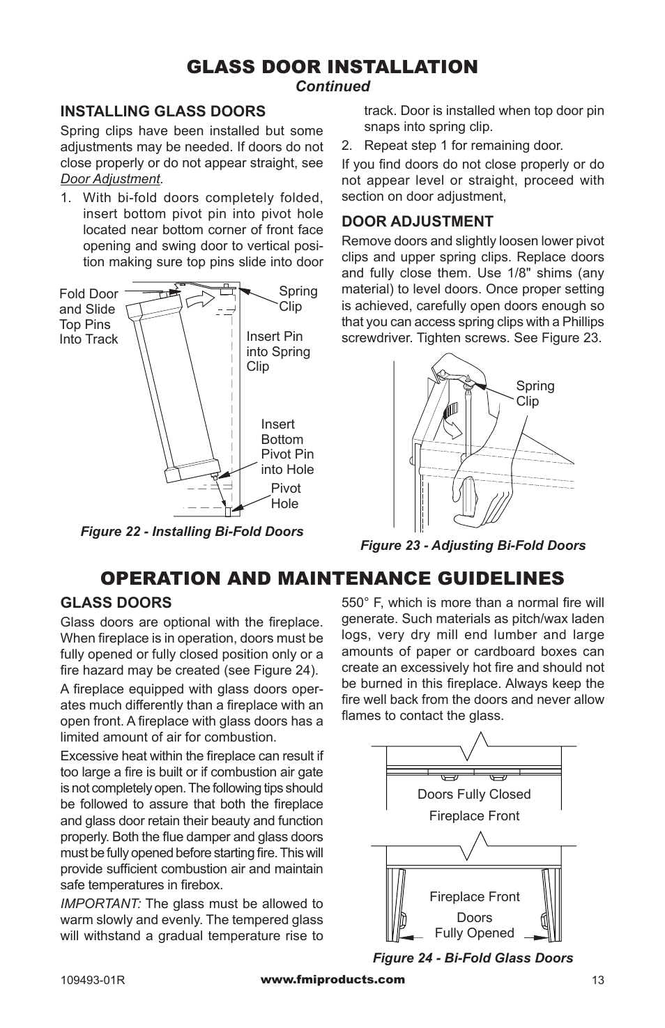 Operation and maintenance guidelines, Glass door installation | FMI (V)G42H/50H User Manual | Page 13 / 16