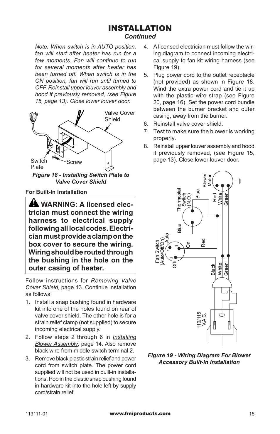 Installation | FMI VANTAGE HEARTH VMH26TNC User Manual | Page 15 / 32