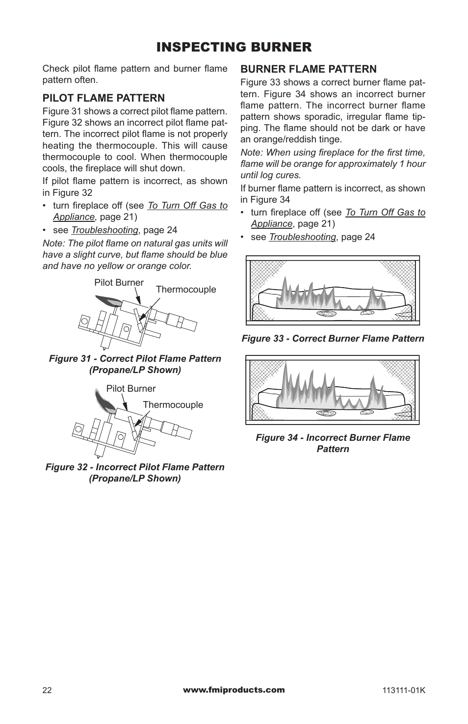 Inspecting burner | FMI VANTAGE HEARTH VMH26TNC User Manual | Page 22 / 32