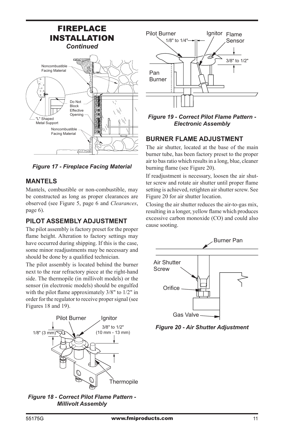 Fireplace installation | FMI (V)GL36PNE User Manual | Page 11 / 20