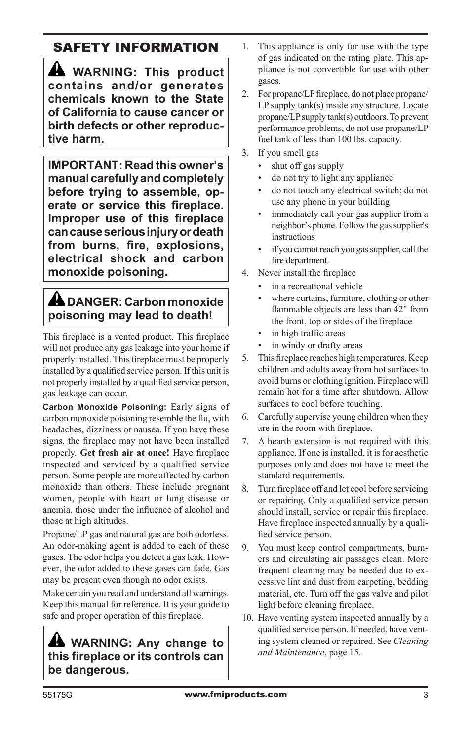 Safety information | FMI (V)GL36PNE User Manual | Page 3 / 20