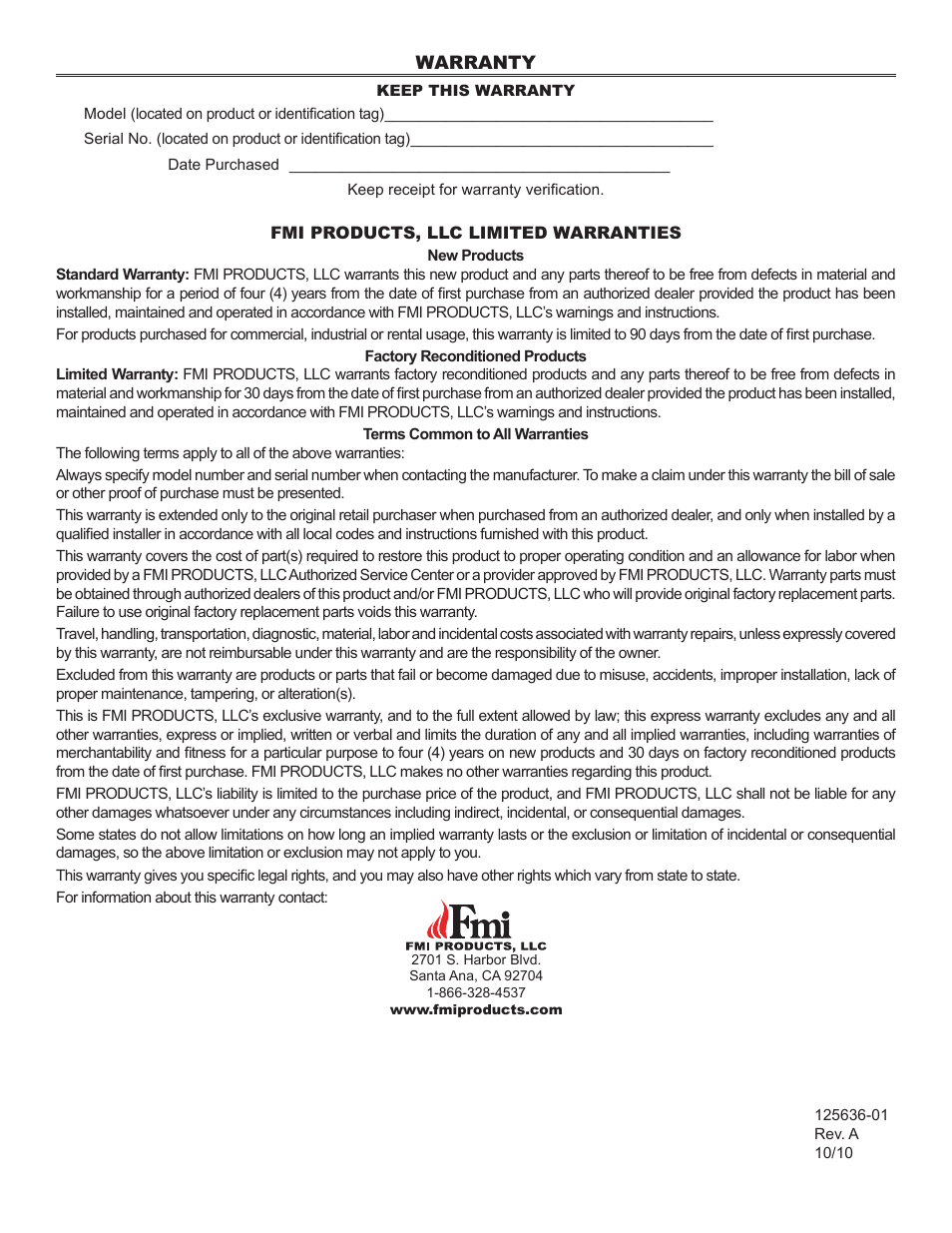 FMI MF42ONE User Manual | Page 28 / 28