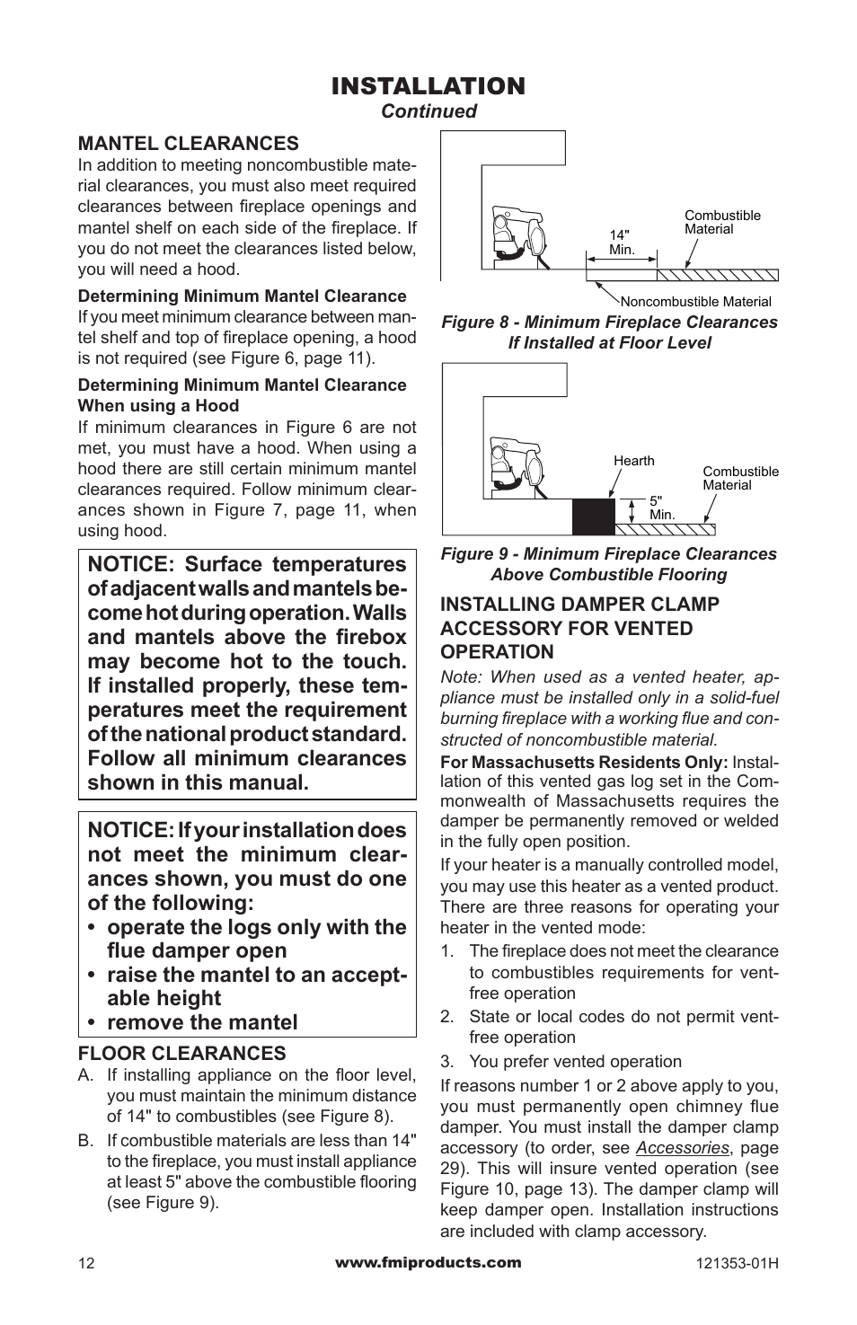 Installation | FMI FLAME-MAX FVFM27NR User Manual | Page 12 / 36