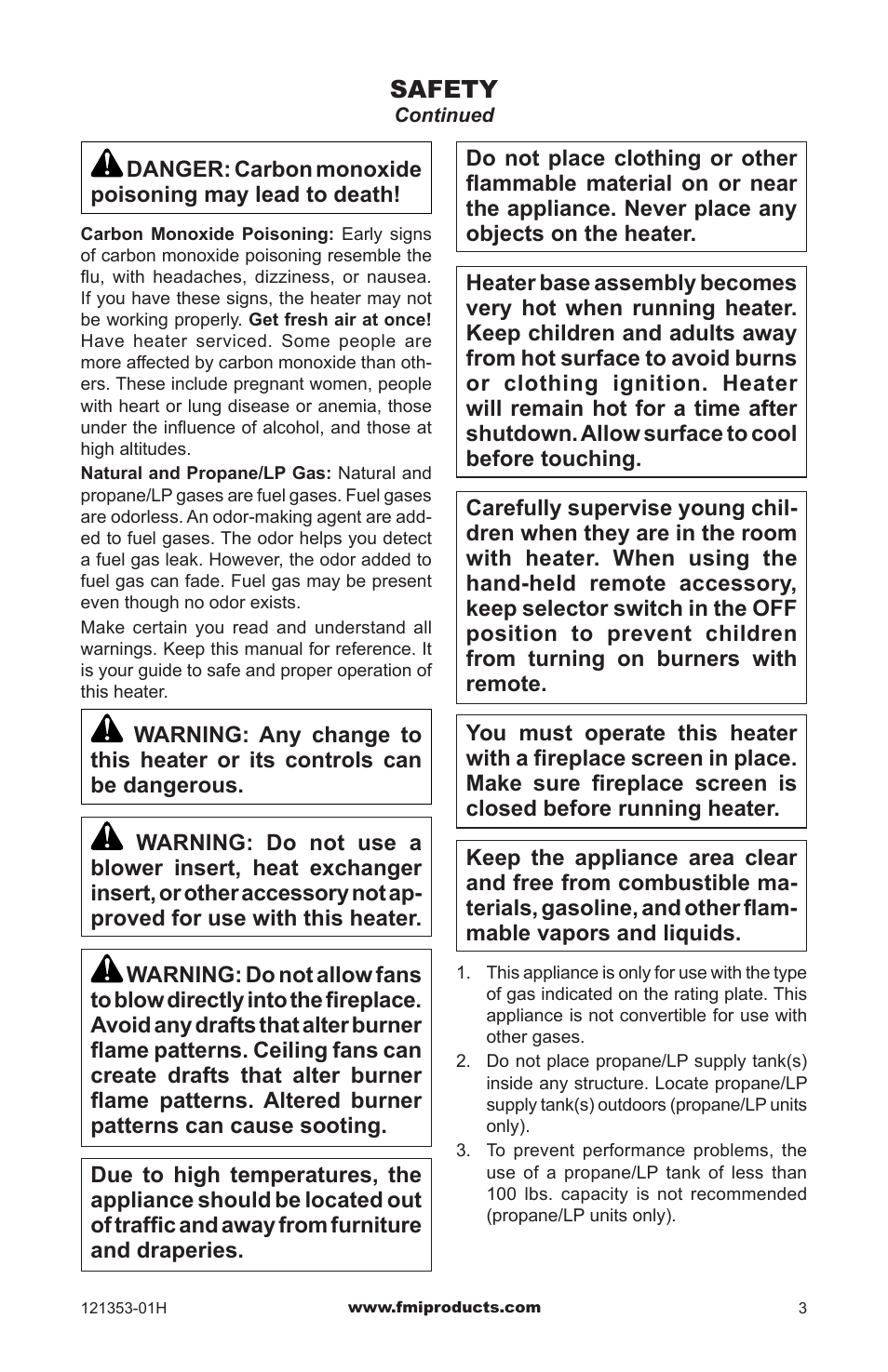FMI FLAME-MAX FVFM27NR User Manual | Page 3 / 36