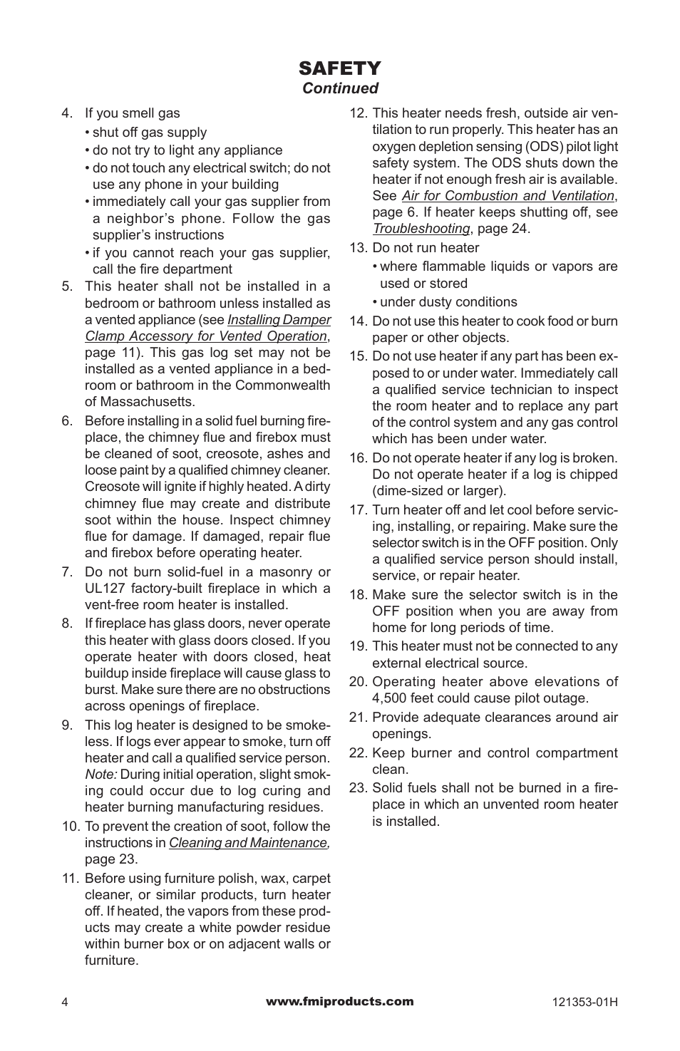Safety | FMI FLAME-MAX FVFM27NR User Manual | Page 4 / 36