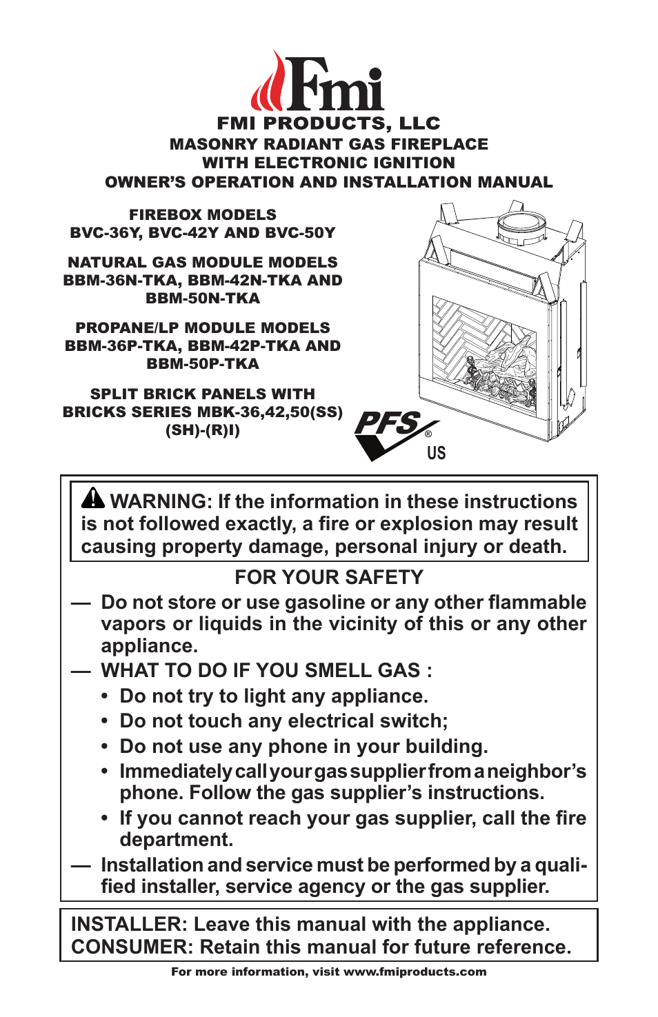 FMI BVC-50Y User Manual | 44 pages