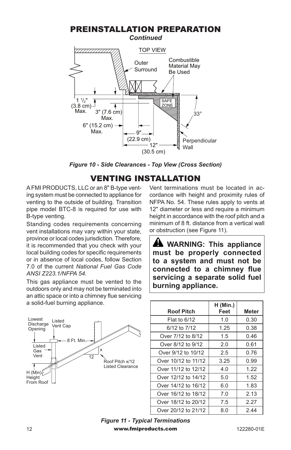 Venting installation, Preinstallation preparation | FMI BVC-50Y User Manual | Page 12 / 44