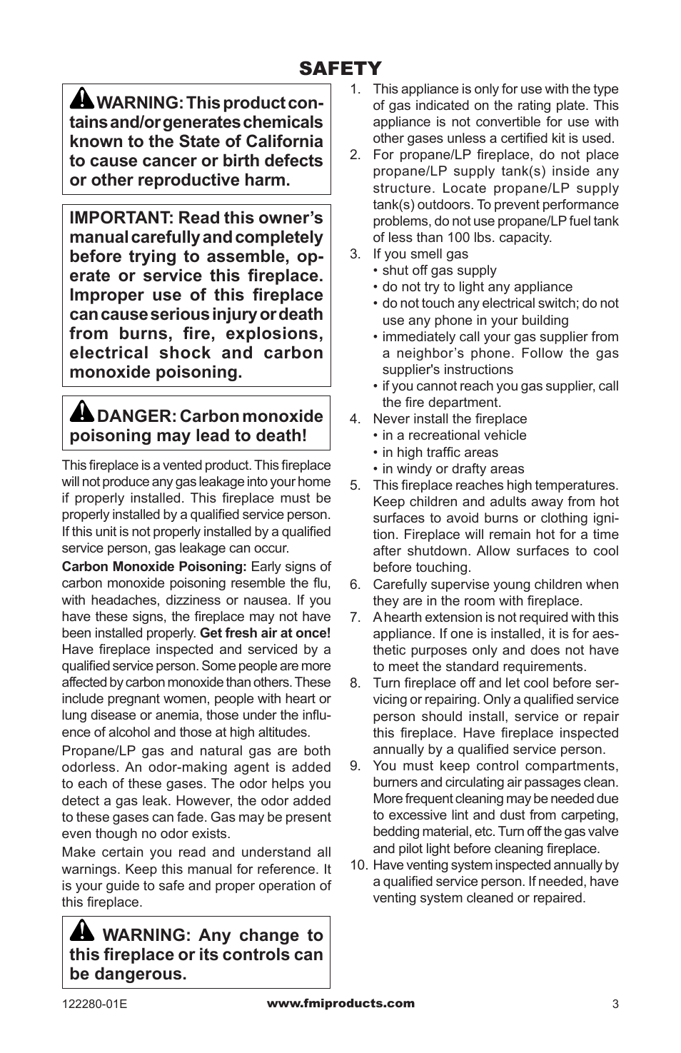 Safety | FMI BVC-50Y User Manual | Page 3 / 44
