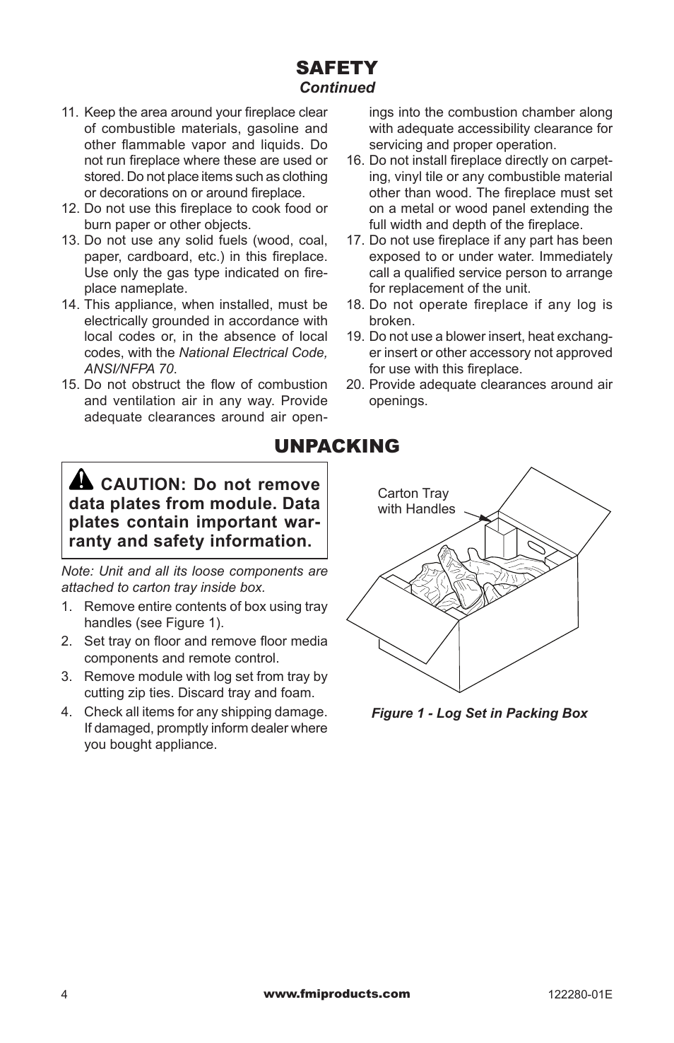 Safety, Unpacking | FMI BVC-50Y User Manual | Page 4 / 44
