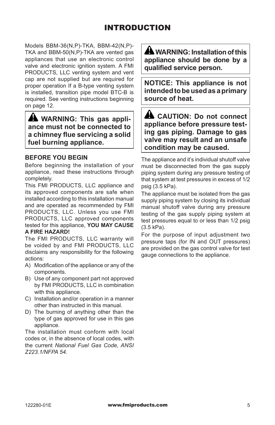Introduction | FMI BVC-50Y User Manual | Page 5 / 44