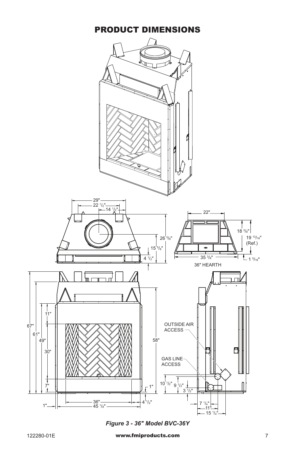 Product dimensions | FMI BVC-50Y User Manual | Page 7 / 44