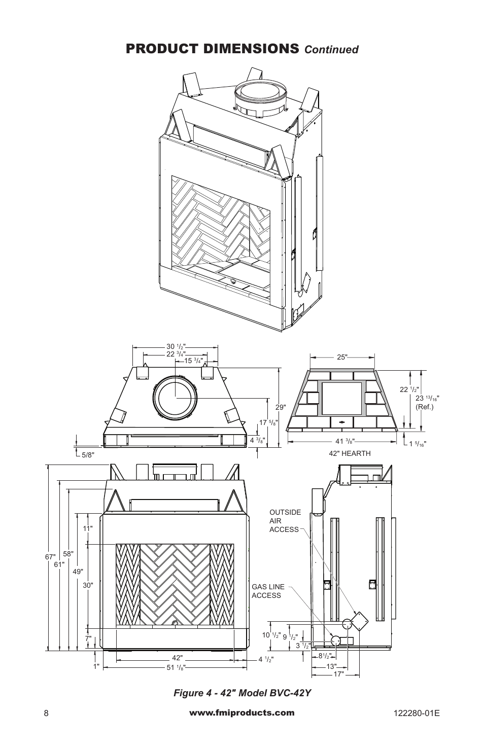 Product dimensions, Continued | FMI BVC-50Y User Manual | Page 8 / 44