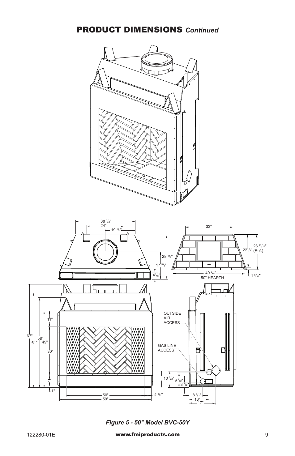 Product dimensions, Continued | FMI BVC-50Y User Manual | Page 9 / 44