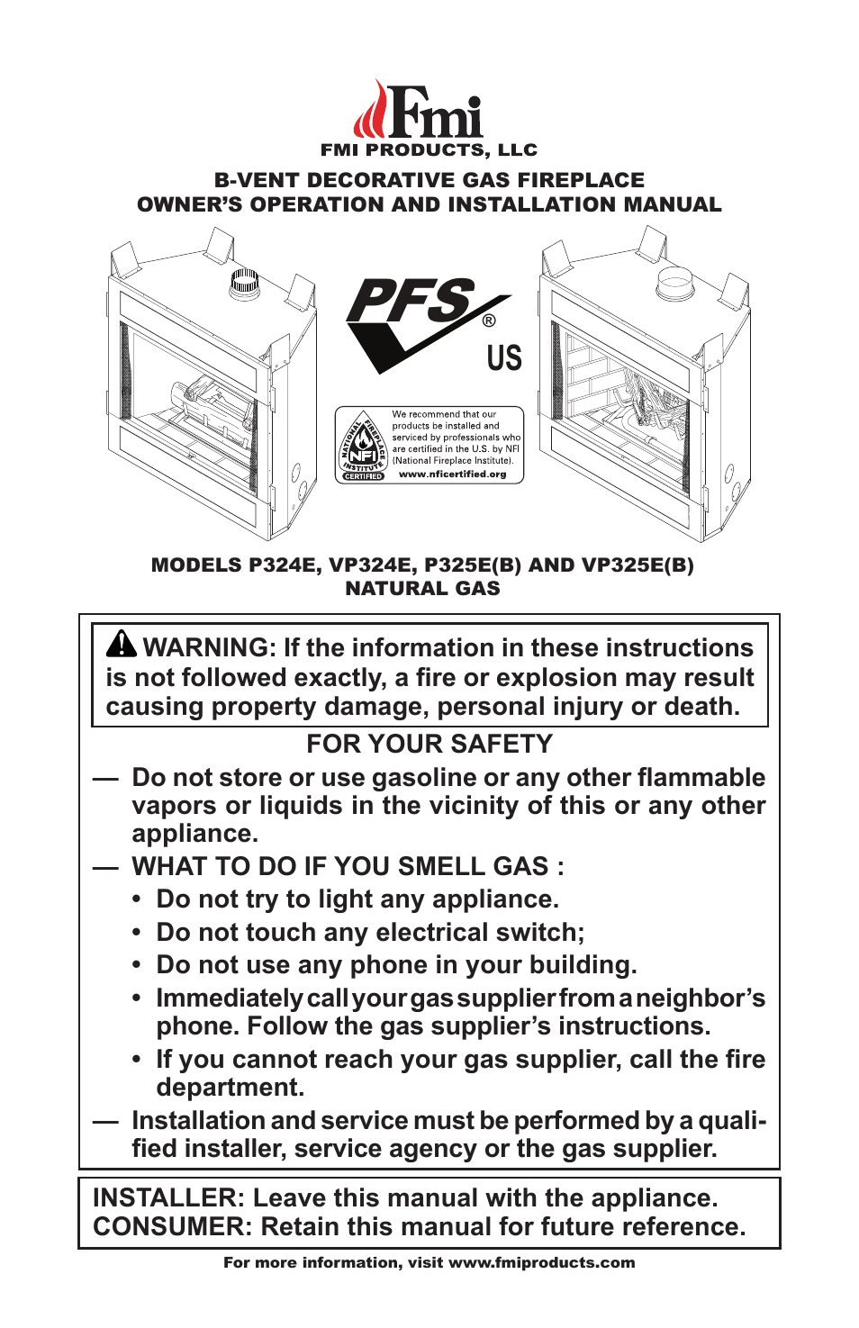 FMI PFS P324E User Manual | 32 pages