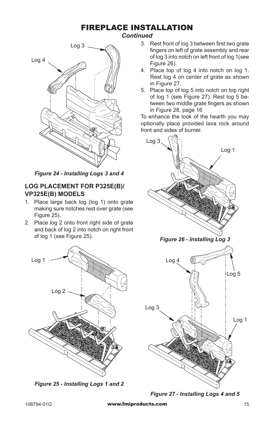 Fireplace installation | FMI PFS P324E User Manual | Page 15 / 32