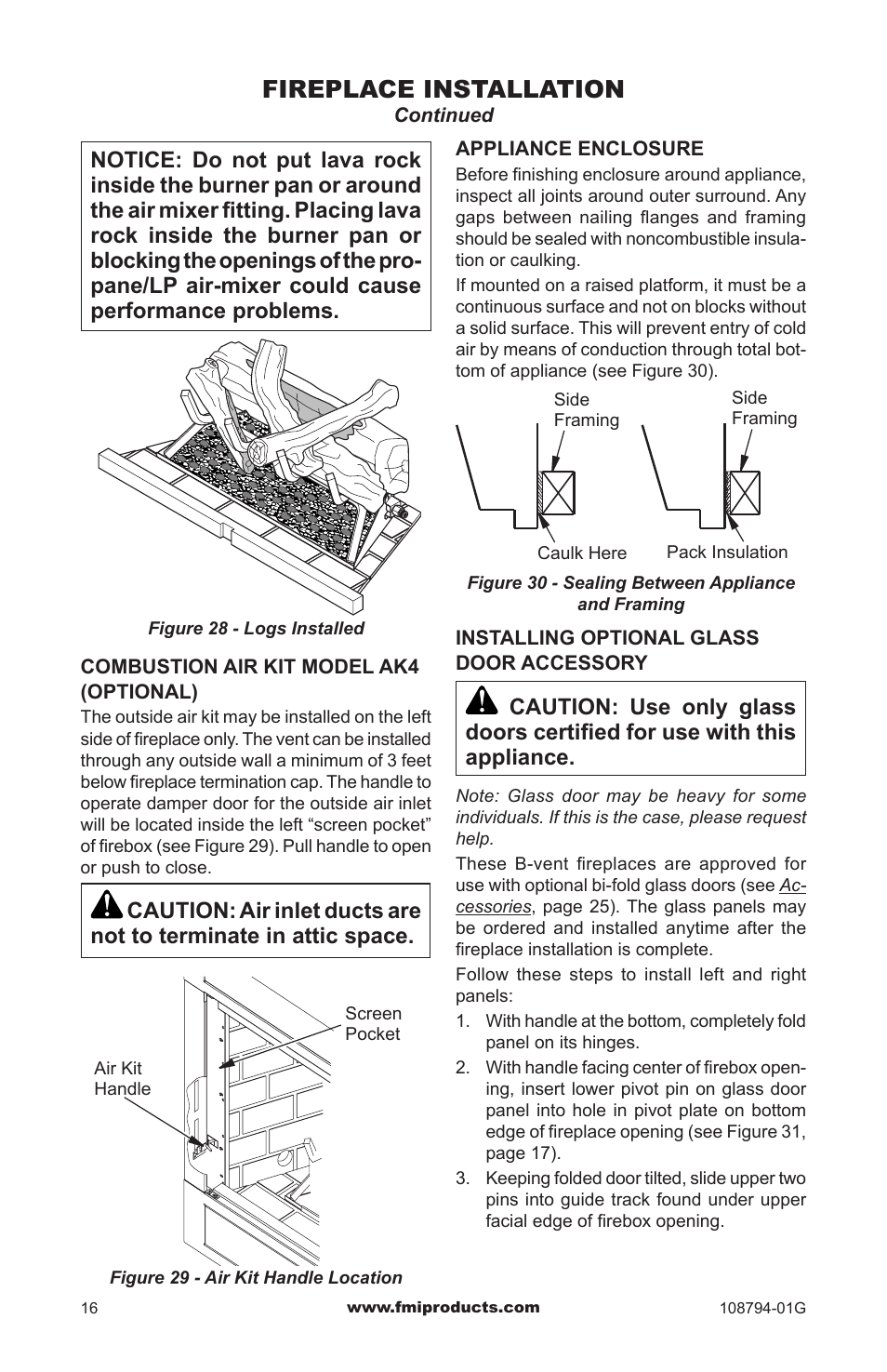 Fireplace installation | FMI PFS P324E User Manual | Page 16 / 32