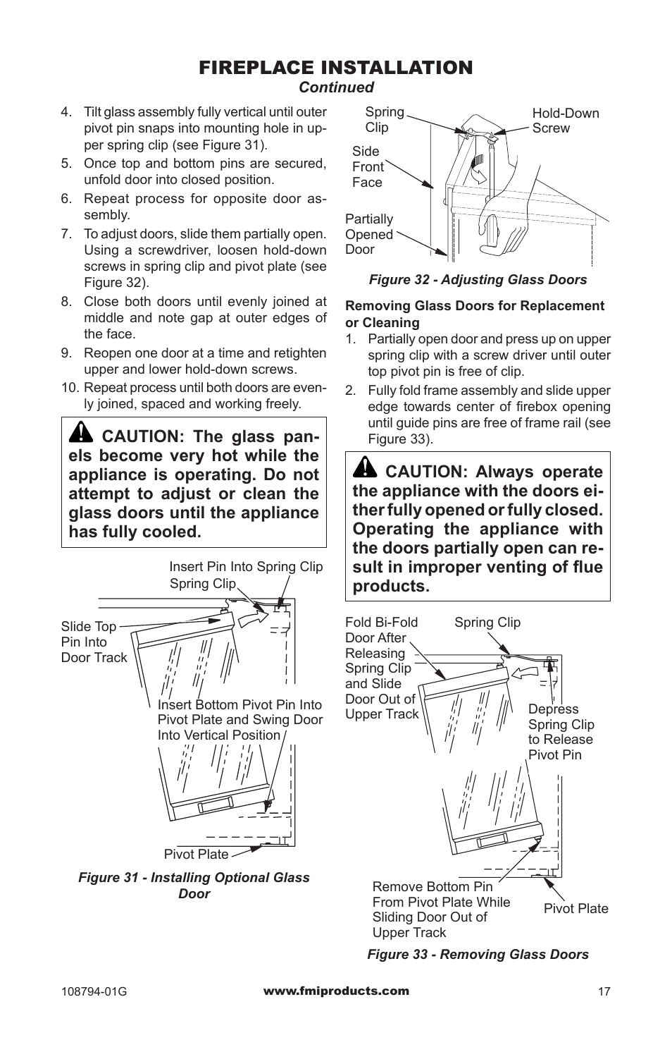 Fireplace installation | FMI PFS P324E User Manual | Page 17 / 32