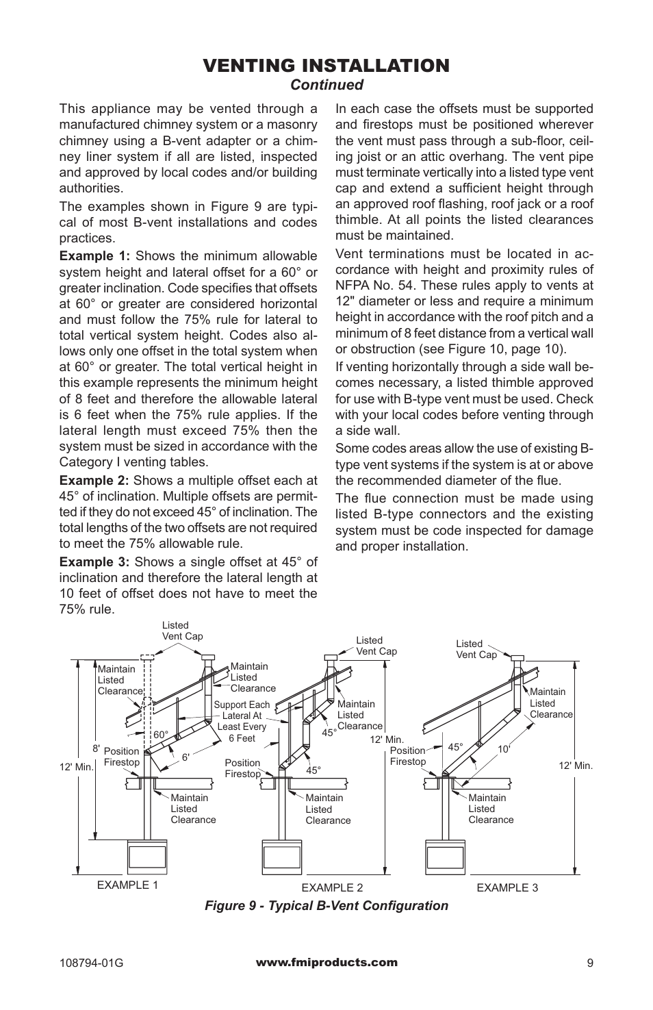 Venting installation, Continued | FMI PFS P324E User Manual | Page 9 / 32