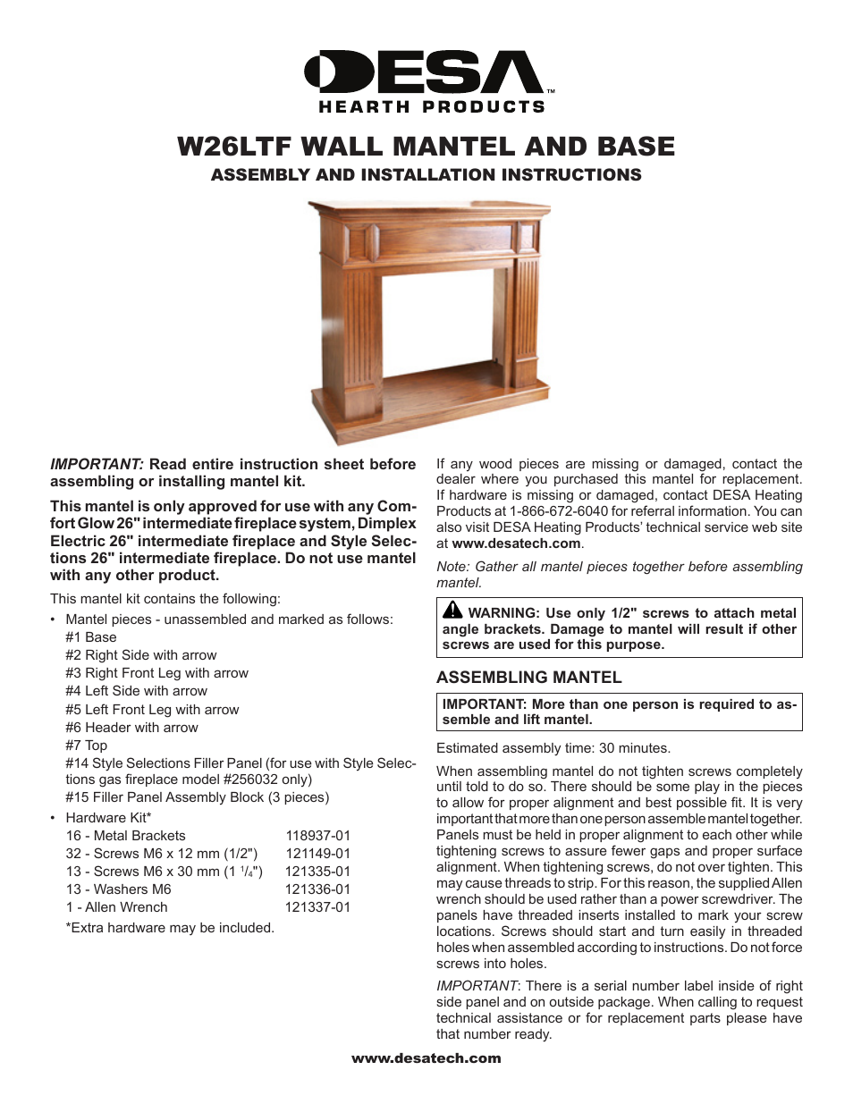 FMI W26LTF User Manual | 12 pages