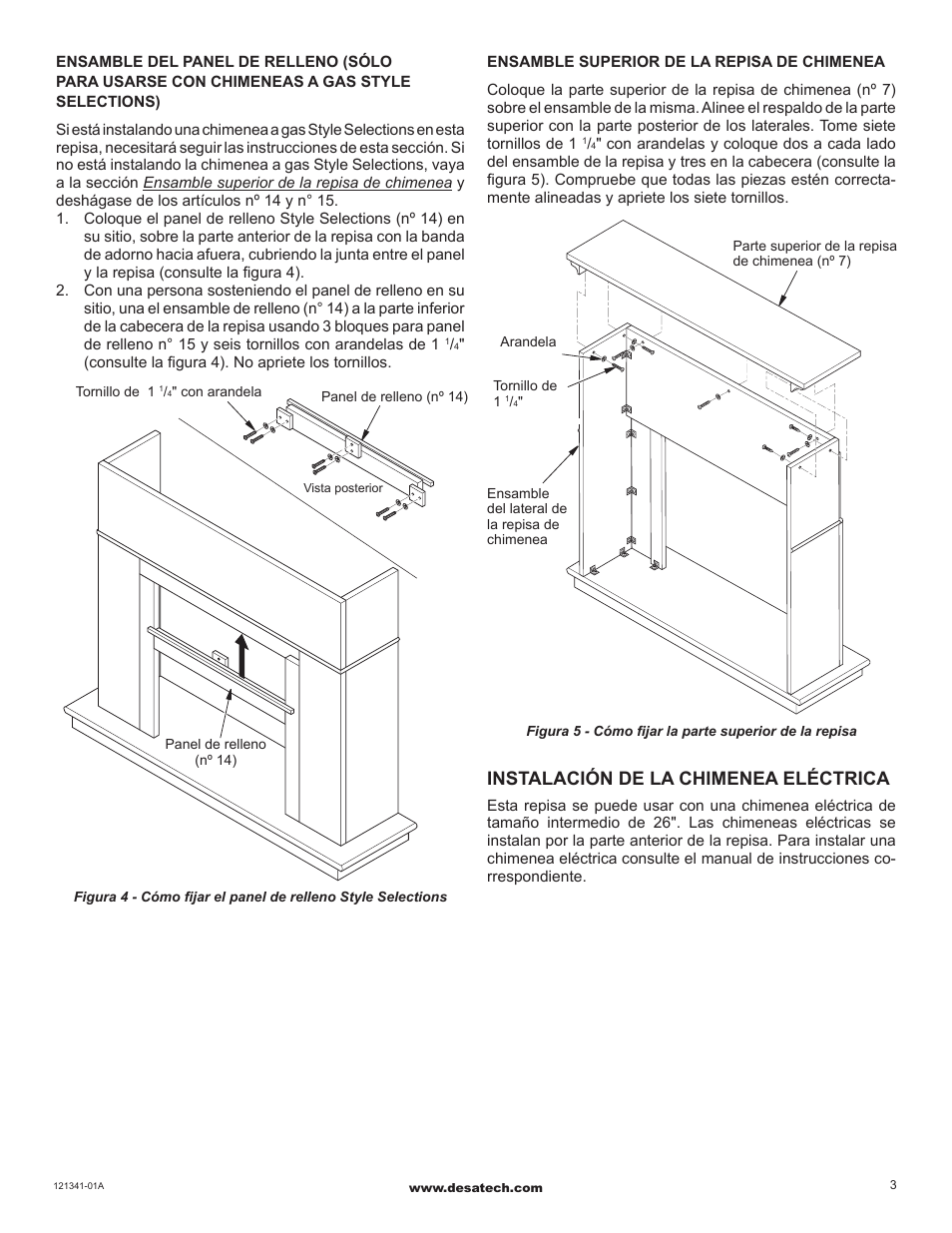 Instalación de la chimenea eléctrica | FMI W26LTF User Manual | Page 7 / 12