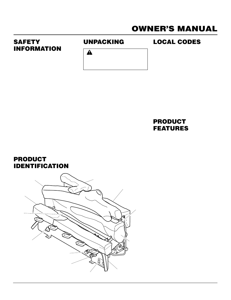 Owner’s manual, Product identification local codes, Safety information | Product features, Unpacking | FMI VFP24R User Manual | Page 3 / 26