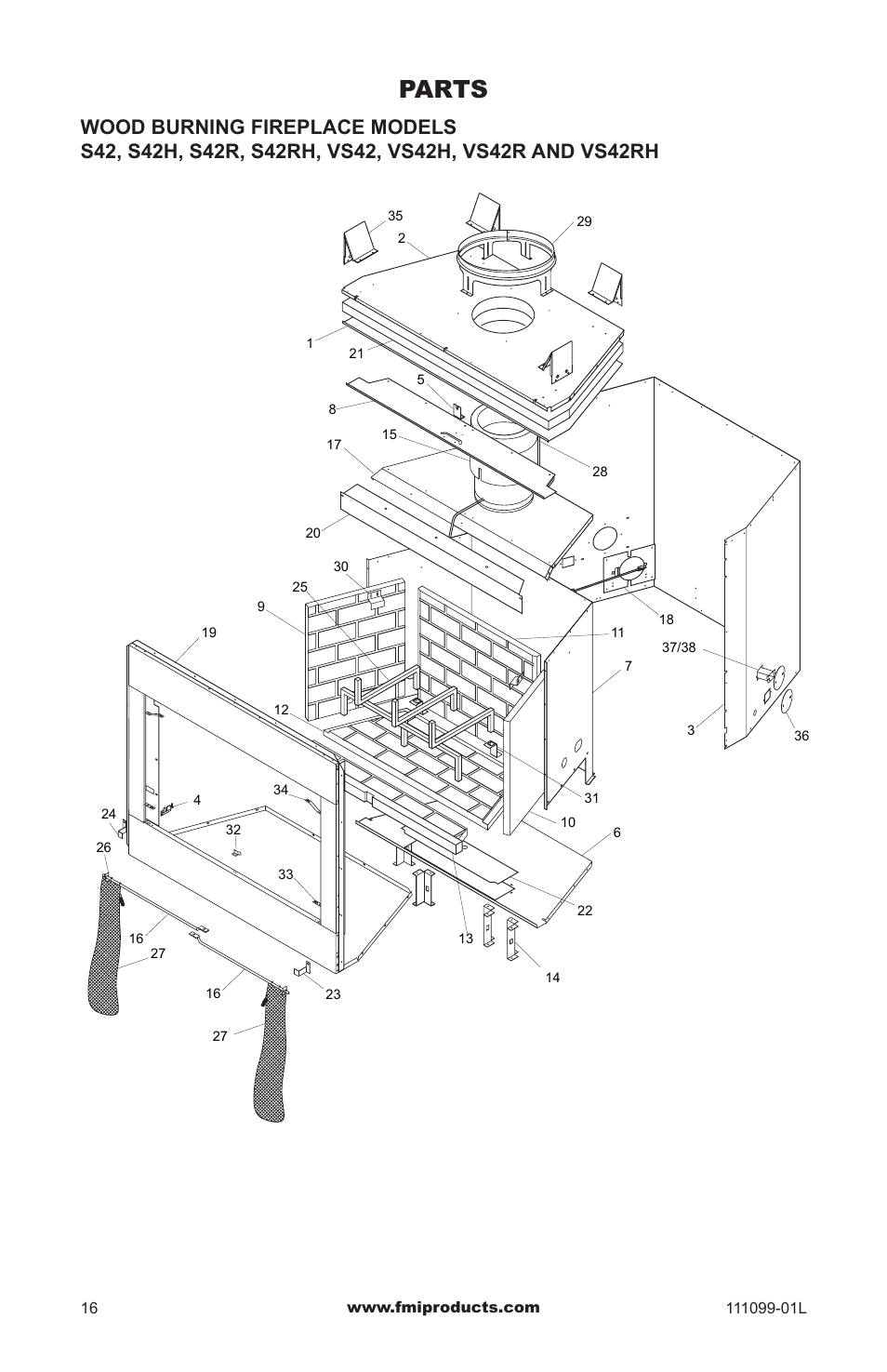 Parts | FMI S42 User Manual | Page 16 / 20