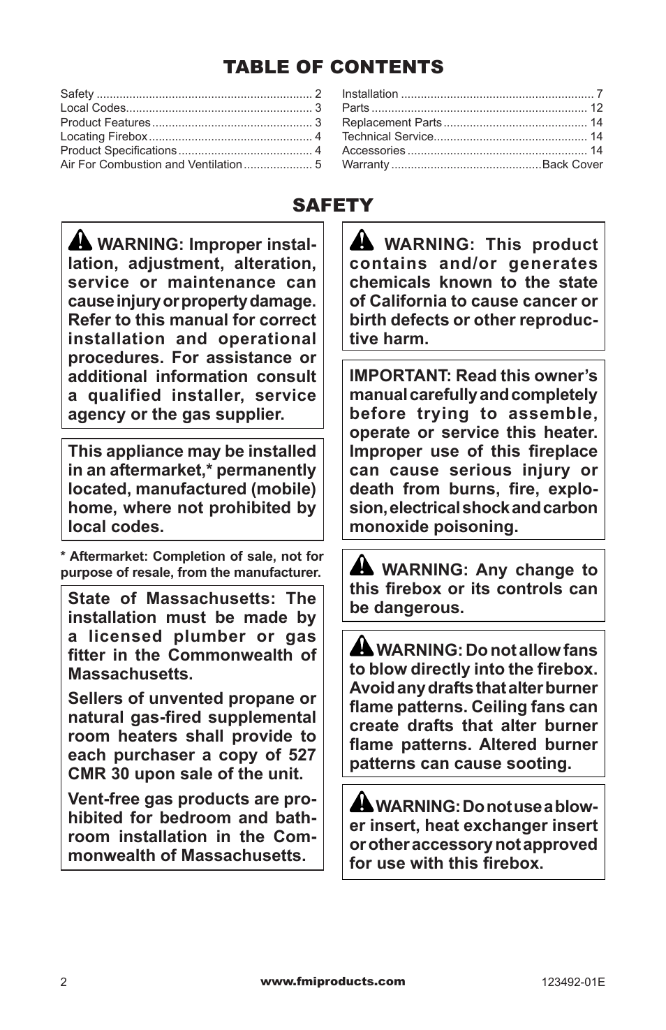 Safety | FMI BV42L(B) User Manual | Page 2 / 16